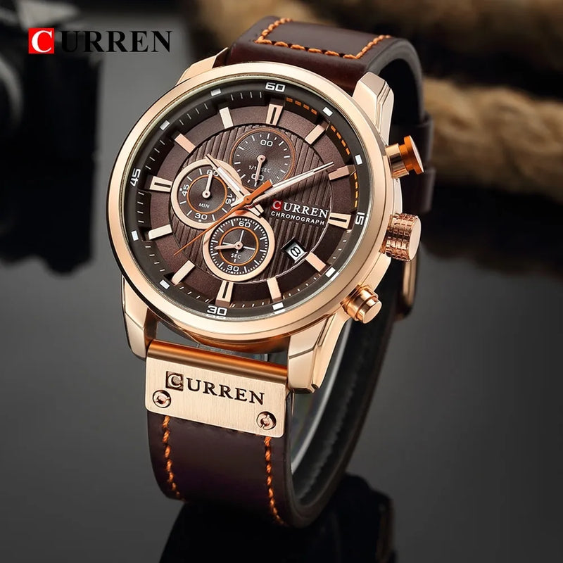 Relógio Luxuoso de Couro FASHION CURREN - Kalumar