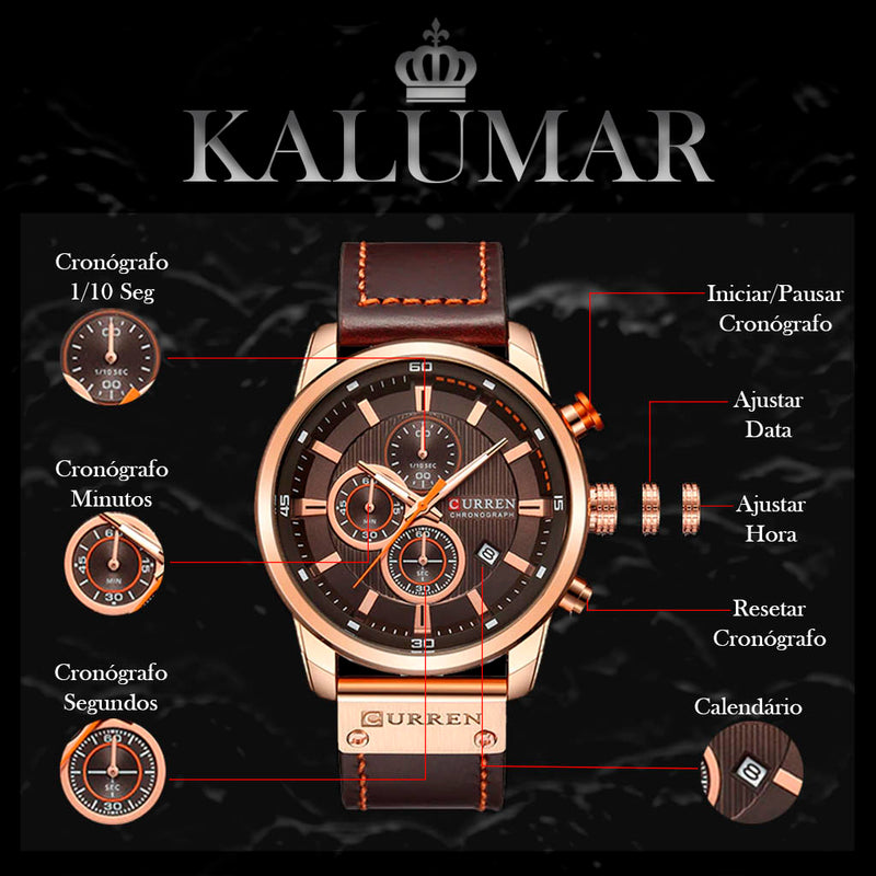 Relógio Luxuoso de Couro FASHION CURREN - Kalumar